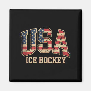 Aamerican Flag Hockey Magnet