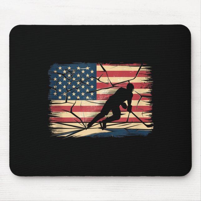 Aamerican Flag Hockey Mouse Pad (Front)