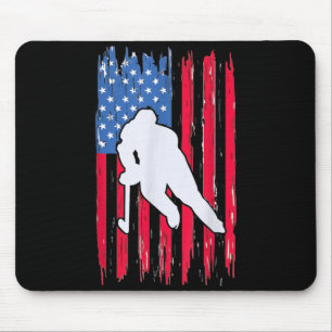 Aamerican Flag Hockey Player 4th Of July Men Women Mouse Pad