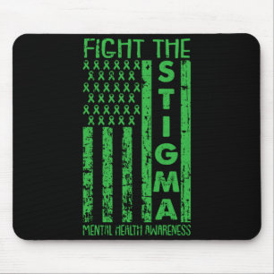 Aamerican Flag Mental Health Awareness Green Mouse Pad
