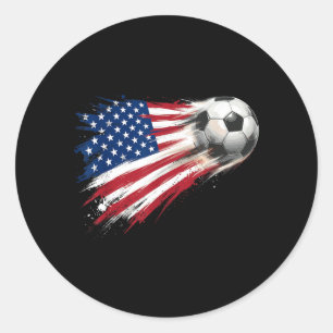 Aamerican Flag On Soccer Ball Classic Round Sticker