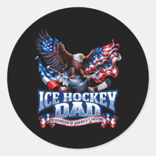 Aamerican Flag Patriotic Usa - Proud Ice Hockey Classic Round Sticker