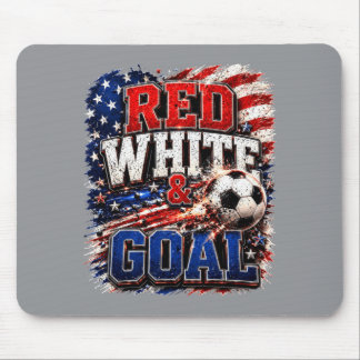 Aamerican Flag Red White And Goal Soccer 4th Of Mouse Pad