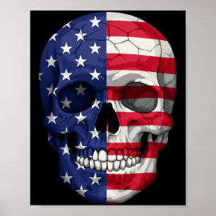 Aamerican Flag Skull Patriotic Usa Vintage 4th Of Poster