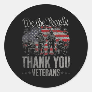 Aamerican Flag Thank You Veterans Proud Veteran Classic Round Sticker