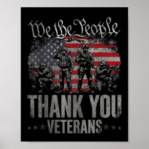 Aamerican Flag Thank You Veterans Proud Veteran Poster