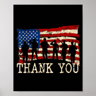 Aamerican Flag Thank You Veterans Proud Veteran Poster