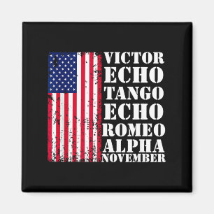 Aamerican Flag Veteran Military Alphabet Patriotic Magnet