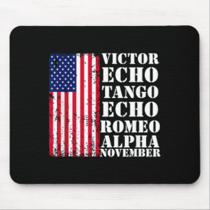 Aamerican Flag Veteran Military Alphabet Patriotic Mouse Pad