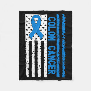 Aamerican Flag Worrior Colon Cancer Awareness Fleece Blanket