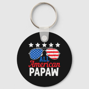 Aamerican Papaw Retro 4th Of July Patriotic Key Ring