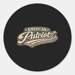 Aamerican Patriot Vintage Usa Flag Retro Graphic Classic Round Sticker