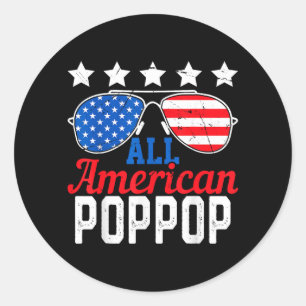 Aamerican Poppop Retro 4th Of July Patriotic Classic Round Sticker
