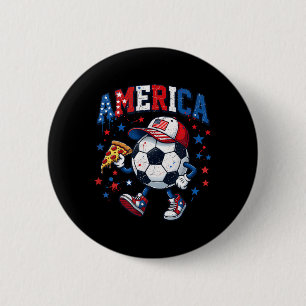 Aamerican Soccer Boy Pizza Lover Usa Flag Ball 6 Cm Round Badge