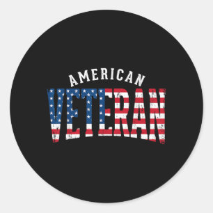 Aamerican Veteran Usa Flag Classic Round Sticker
