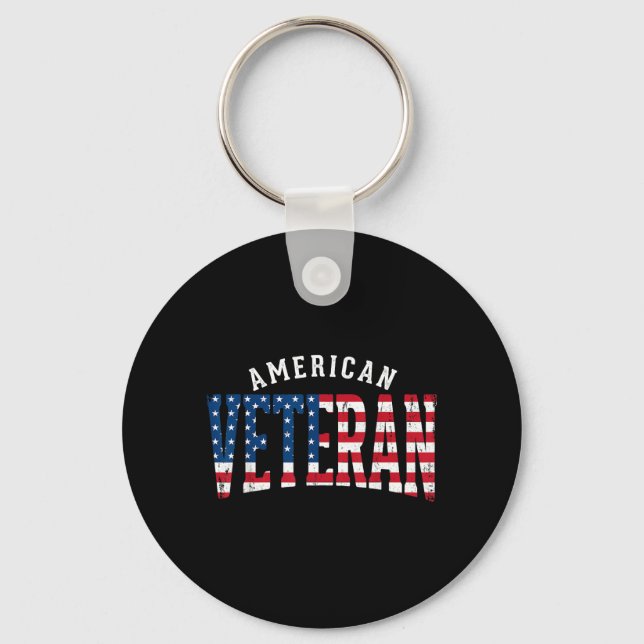 Aamerican Veteran Usa Flag Key Ring (Front)