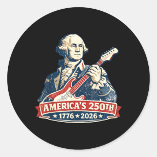 Aamericas 250 1776 2026 Patriotic Vintage Guitar Classic Round Sticker