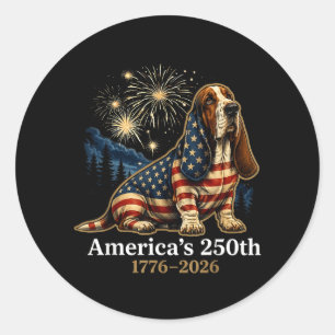 Aamericas 250th 1776-2026 Bet Hound 4th Of July Classic Round Sticker