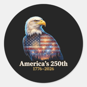 Aamericas 250th 1776 2026 Patriotic Eagle Usa Flag Classic Round Sticker