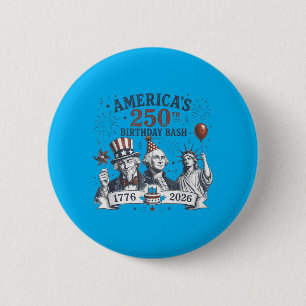 Aamericas 250th Birthday Bash 1776-2026 Patriotic 6 Cm Round Badge