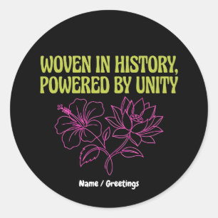 AAPI Heritage Month Woven Unity Floral History Art Classic Round Sticker