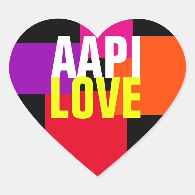aapi Love Typography Heart Stickers (Front)
