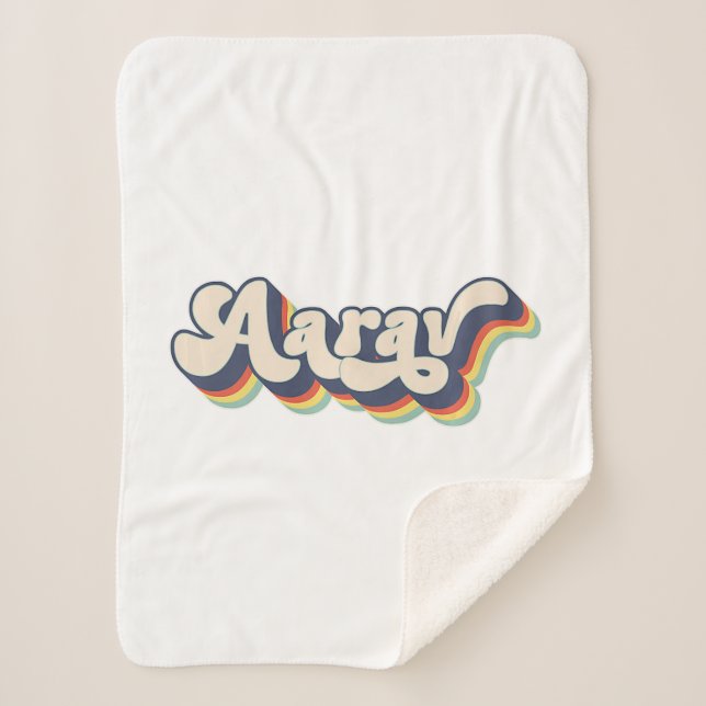Aarav Name Personalised Surname First Name Aarav P Sherpa Blanket (Front)