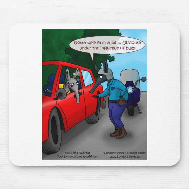 Aardvark Driving While Bugged Funny Tees Mugs Gift Mouse Pad (Front)