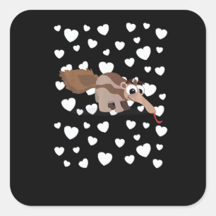 Aardvark Theme Baby Girl Pink Nursery Room Heart A Square Sticker