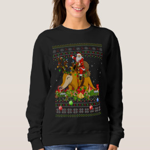 Aardvark   Ugly Santa Riding Aardvark Christmas Sweatshirt