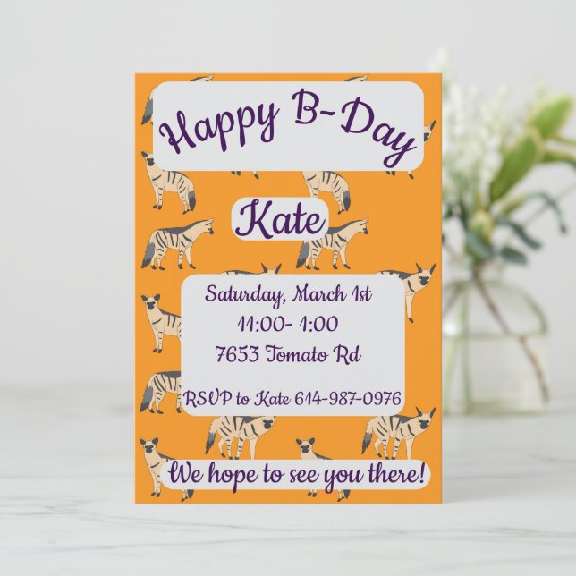 Aardwolves  Happy Birthday Invitation (Standing Front)