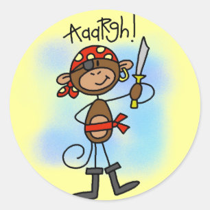 Aargh Monkey  Pirate Tshirts and Gifts Classic Round Sticker