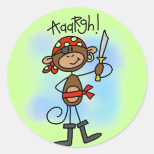 Aargh Monkey Pirate Tshirts and Gifts Classic Round Sticker