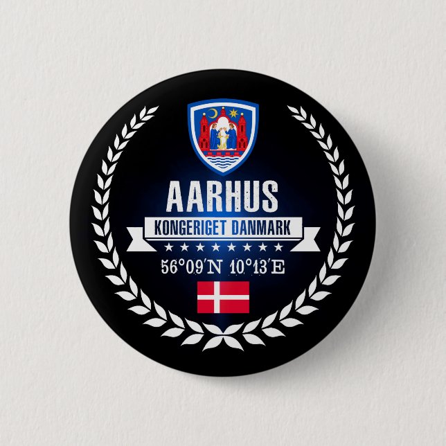 Aarhus 6 Cm Round Badge (Front)