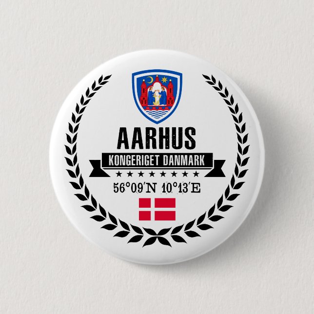 Aarhus 6 Cm Round Badge (Front)