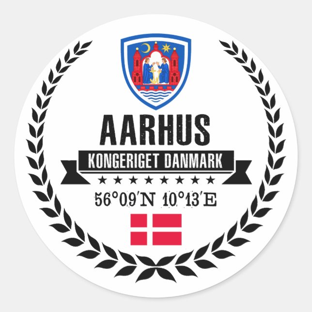 Aarhus Classic Round Sticker (Front)