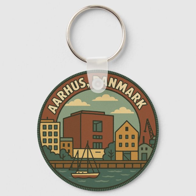 Aarhus Denmark Cityscape Key Ring (Front)