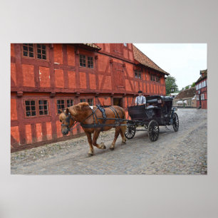 Aarhus, Denmark, Horse and Buggy Poster
