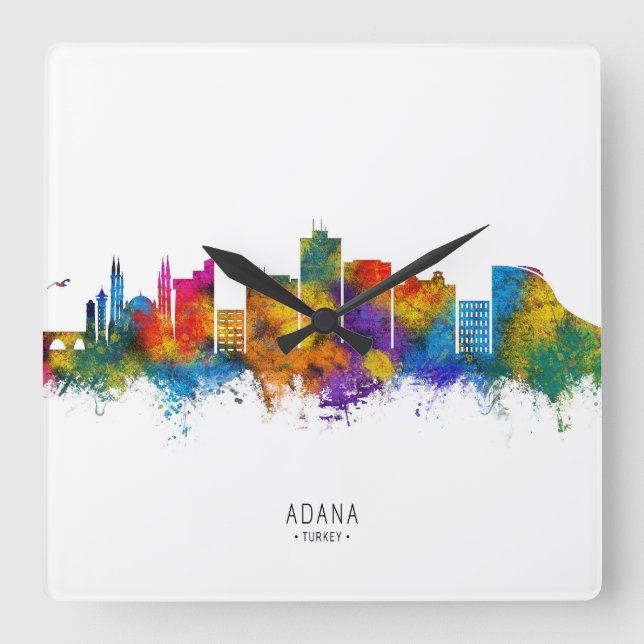 Aarhus Denmark Skyline Square Wall Clock (Front)