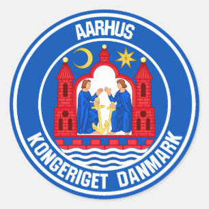 Aarhus Round Emblem Classic Round Sticker