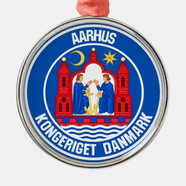 Aarhus Round Emblem Metal Ornament (Front)