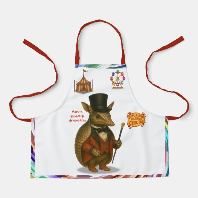 Aaron, aardvark ringmaster apron (Front)