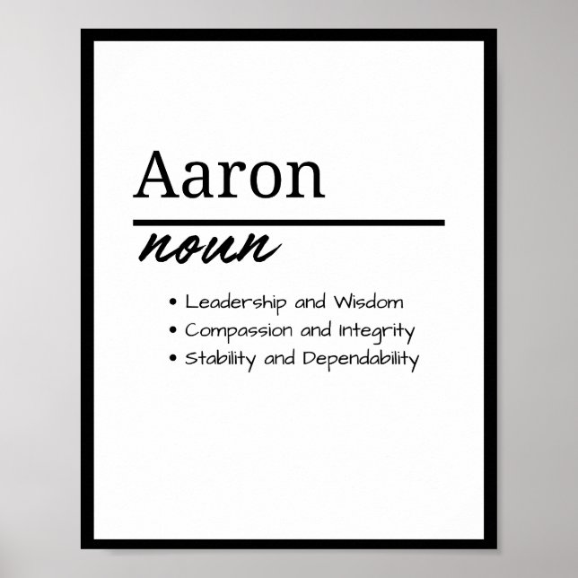 Aaron, Boy Personalised Name Definition  Poster (Front)