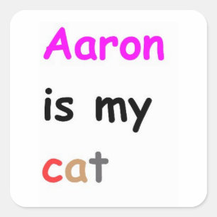 Aaron is my cat square sticker