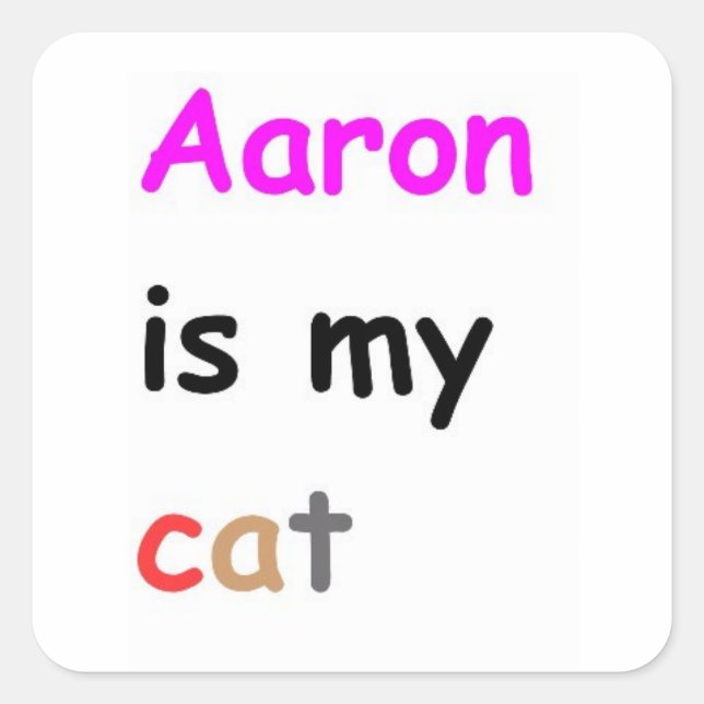 Aaron is my cat square sticker (Front)