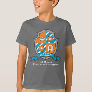 Aaron letter A boys name & meaning knights shield T-Shirt