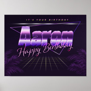 Aaron Name Vorname lila retro Poster Geburtstag