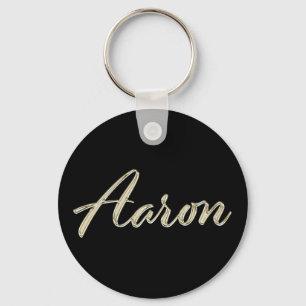 Aaron Name whitegold Button Schlüsselanhänger Key Ring