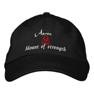 Aaron Name With Hebrew Meaning Black Embroidered Hat