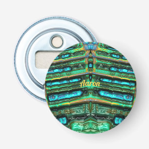 AARON ~ Shades of Green Aqua Blue and Yellow 3D~ Bottle Opener